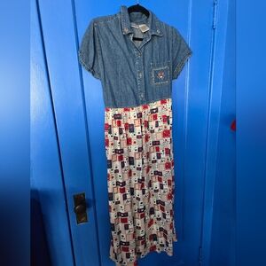 Vintage Bobbie Brooks Denim Patchwork Dress